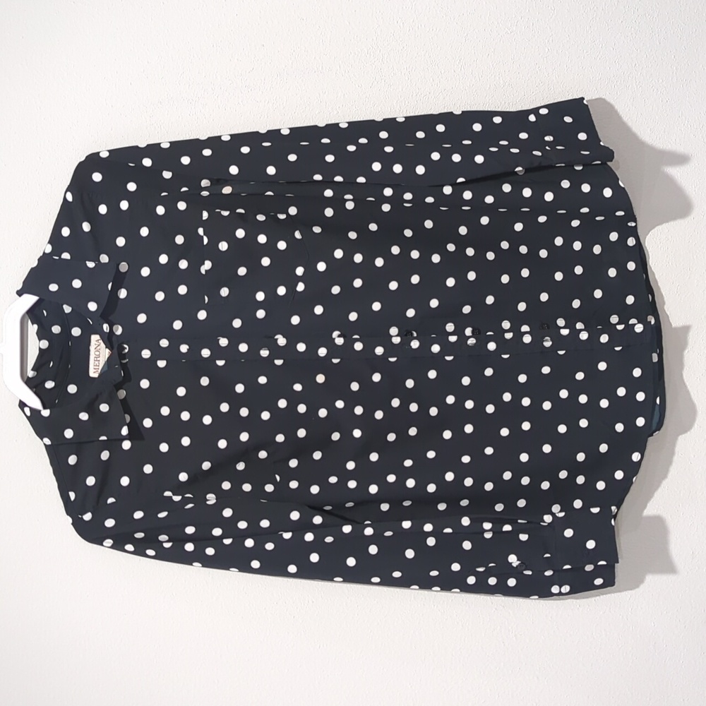 White polka dot button up